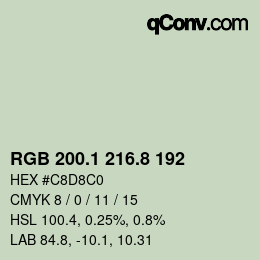 Código de color: RGB 200.1 216.8 192 | qconv.com