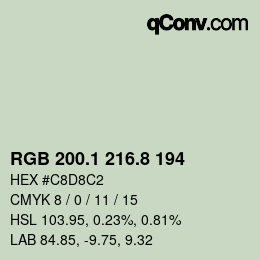 カラーコード: RGB 200.1 216.8 194 | qconv.com
