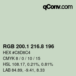 Color code: RGB 200.1 216.8 196 | qconv.com