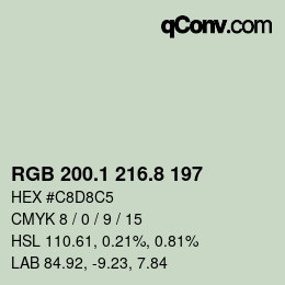 Código de color: RGB 200.1 216.8 197 | qconv.com