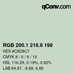 Código de color: RGB 200.1 216.8 199 | qconv.com