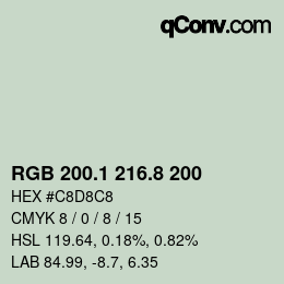 Color code: RGB 200.1 216.8 200 | qconv.com