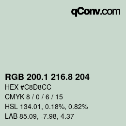 Color code: RGB 200.1 216.8 204 | qconv.com
