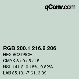 Color code: RGB 200.1 216.8 206 | qconv.com