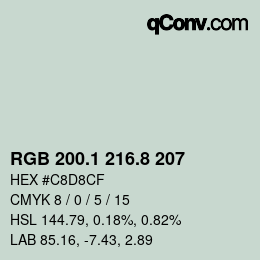 Color code: RGB 200.1 216.8 207 | qconv.com