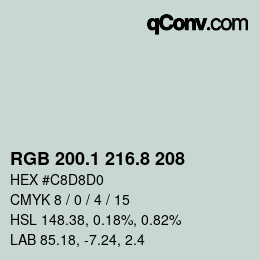 カラーコード: RGB 200.1 216.8 208 | qconv.com