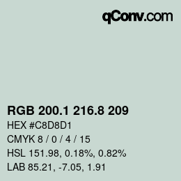 Color code: RGB 200.1 216.8 209 | qconv.com