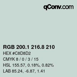 カラーコード: RGB 200.1 216.8 210 | qconv.com