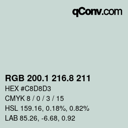 Farbcode: RGB 200.1 216.8 211 | qconv.com