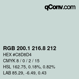 Color code: RGB 200.1 216.8 212 | qconv.com