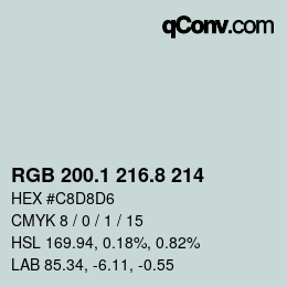 Code couleur: RGB 200.1 216.8 214 | qconv.com