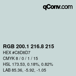 カラーコード: RGB 200.1 216.8 215 | qconv.com