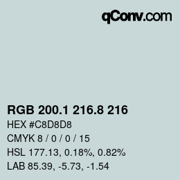 Color code: RGB 200.1 216.8 216 | qconv.com