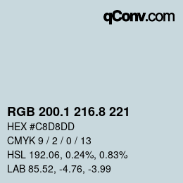 Farbcode: RGB 200.1 216.8 221 | qconv.com