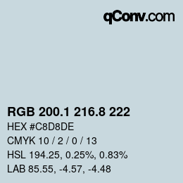 Código de color: RGB 200.1 216.8 222 | qconv.com