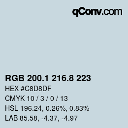 カラーコード: RGB 200.1 216.8 223 | qconv.com