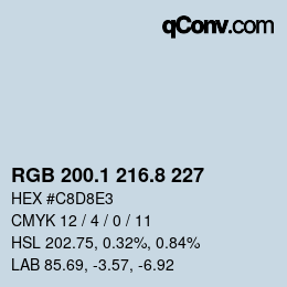 Color code: RGB 200.1 216.8 227 | qconv.com