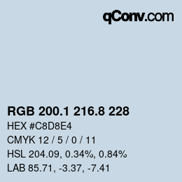 カラーコード: RGB 200.1 216.8 228 | qconv.com