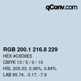 カラーコード: RGB 200.1 216.8 229 | qconv.com