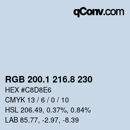 Color code: RGB 200.1 216.8 230 | qconv.com