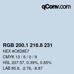 Farbcode: RGB 200.1 216.8 231 | qconv.com