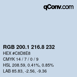 Color code: RGB 200.1 216.8 232 | qconv.com