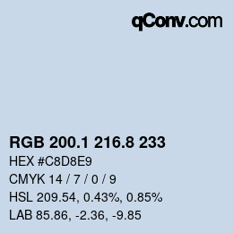 颜色代码: RGB 200.1 216.8 233 | qconv.com