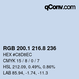 Color code: RGB 200.1 216.8 236 | qconv.com