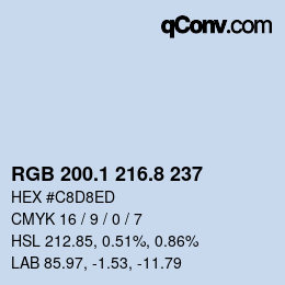 Color code: RGB 200.1 216.8 237 | qconv.com