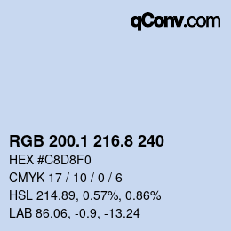 Color code: RGB 200.1 216.8 240 | qconv.com