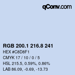 Color code: RGB 200.1 216.8 241 | qconv.com