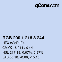 Color code: RGB 200.1 216.8 244 | qconv.com