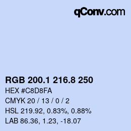 Color code: RGB 200.1 216.8 250 | qconv.com
