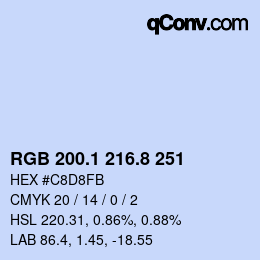 Color code: RGB 200.1 216.8 251 | qconv.com