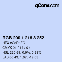 カラーコード: RGB 200.1 216.8 252 | qconv.com
