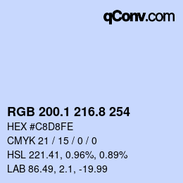 Color code: RGB 200.1 216.8 254 | qconv.com