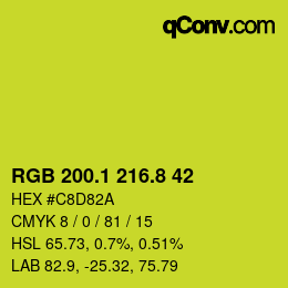 カラーコード: RGB 200.1 216.8 42 | qconv.com