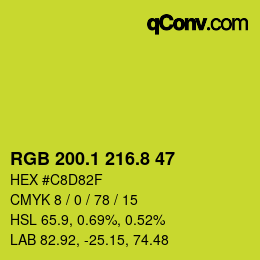 カラーコード: RGB 200.1 216.8 47 | qconv.com