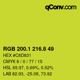 カラーコード: RGB 200.1 216.8 49 | qconv.com