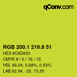 カラーコード: RGB 200.1 216.8 51 | qconv.com