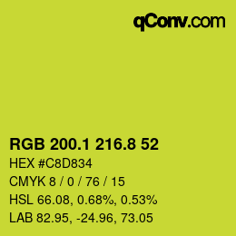 カラーコード: RGB 200.1 216.8 52 | qconv.com
