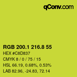 カラーコード: RGB 200.1 216.8 55 | qconv.com
