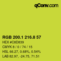 カラーコード: RGB 200.1 216.8 57 | qconv.com