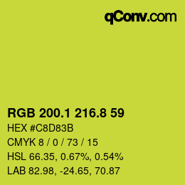 カラーコード: RGB 200.1 216.8 59 | qconv.com