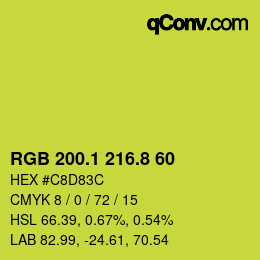 カラーコード: RGB 200.1 216.8 60 | qconv.com