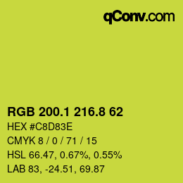 カラーコード: RGB 200.1 216.8 62 | qconv.com