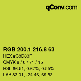 カラーコード: RGB 200.1 216.8 63 | qconv.com