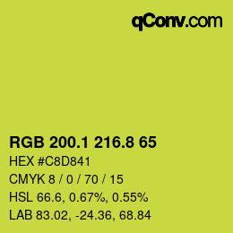 カラーコード: RGB 200.1 216.8 65 | qconv.com