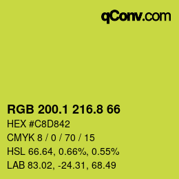 カラーコード: RGB 200.1 216.8 66 | qconv.com