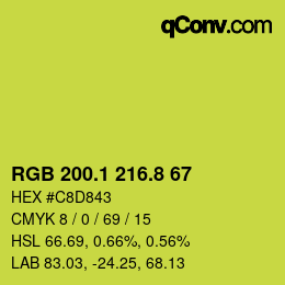 カラーコード: RGB 200.1 216.8 67 | qconv.com